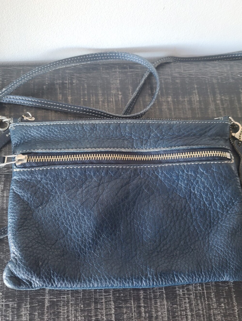 Roots Vintage Navy Blue Leather Small Crossbody
